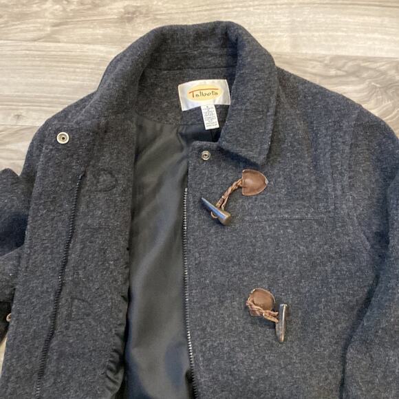 VTG Talbots Charcoal Gray 100% Wool Lined SHORTENED Coat Toggle Style Buttons - Picture 8 of 14